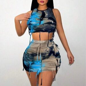 Blue and Black Two-Piece Set